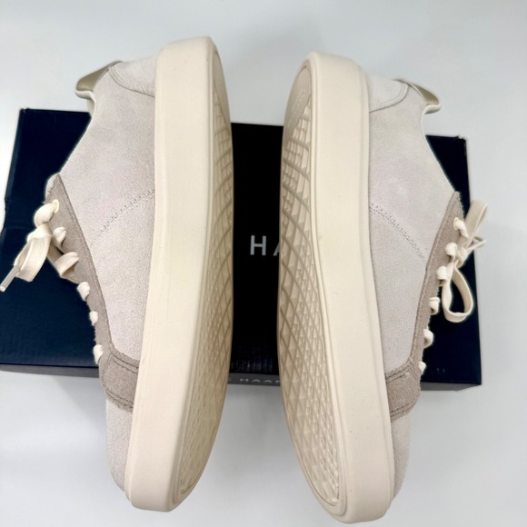 NEW Cole Haan Coaster Sneakers Ivory Dove Suede leather Gold W32152  9 Low Top - Picture 3 of 7